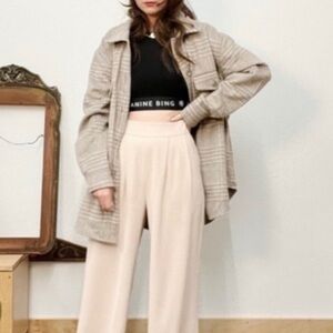 Joie Plaid Shacket Shirt Jacket | Beige Gray Wool Blend Oversized Coat S/P